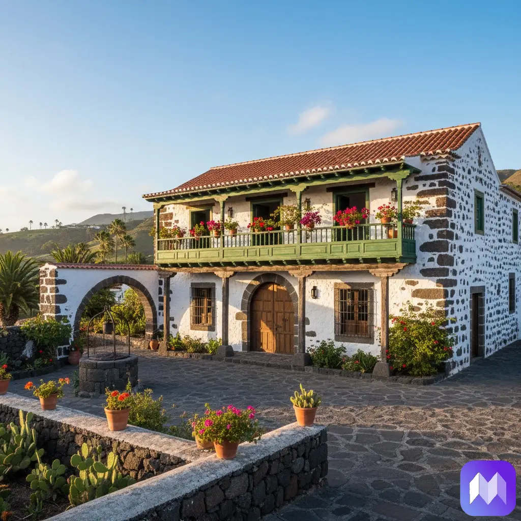 The image of a Canarian tourist home with a vacation rental license. In the lower right corner appears the Registro Parte Viajeros logo.