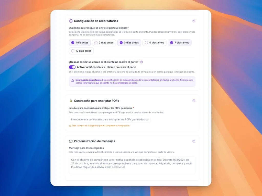 Configurar los mensajes y avisos