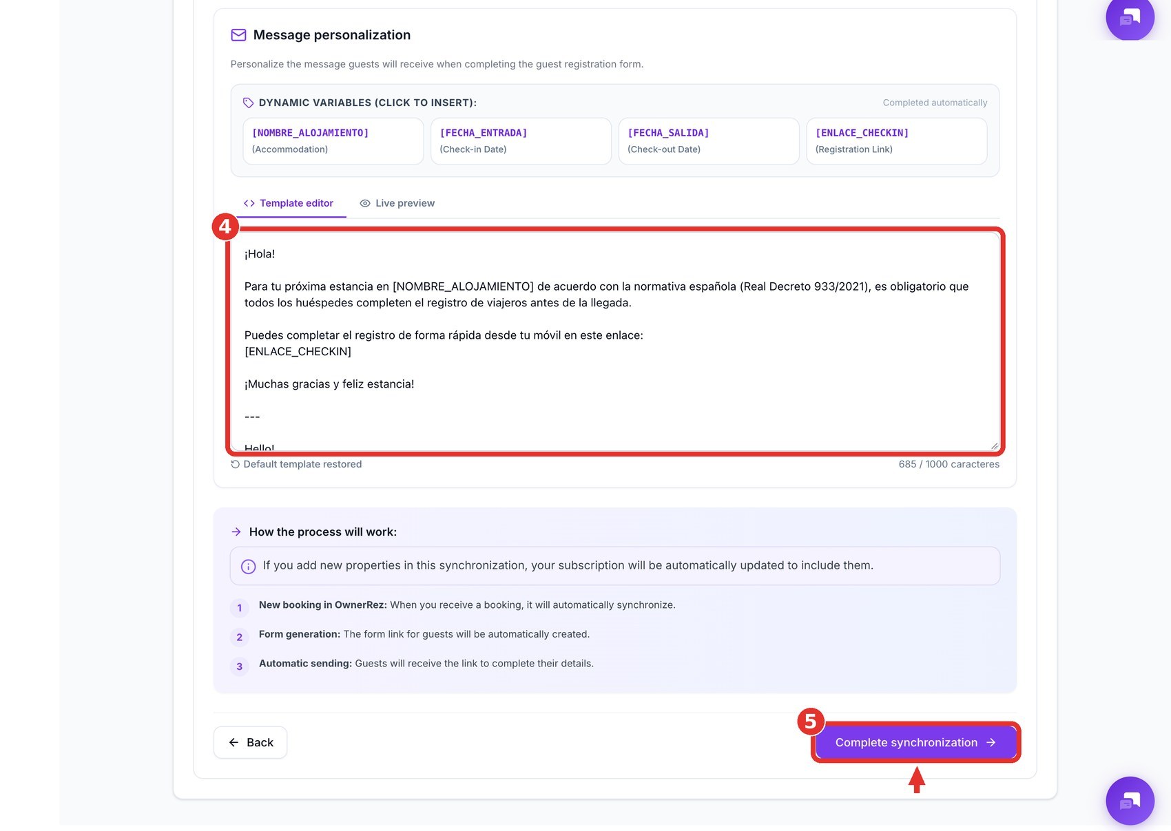Customize the guest message