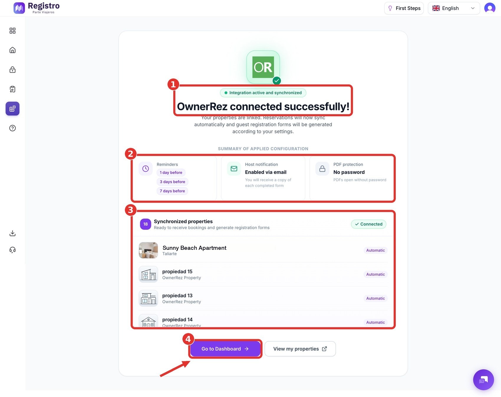 OwnerRez connection confirmation