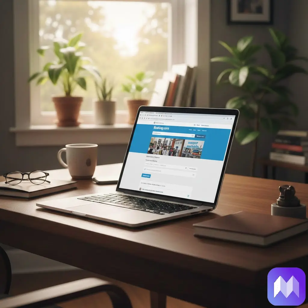 Un portátil mostrando una OTA, en la parte inferior derecha aparece el logo de Registro Parte Viajeros.